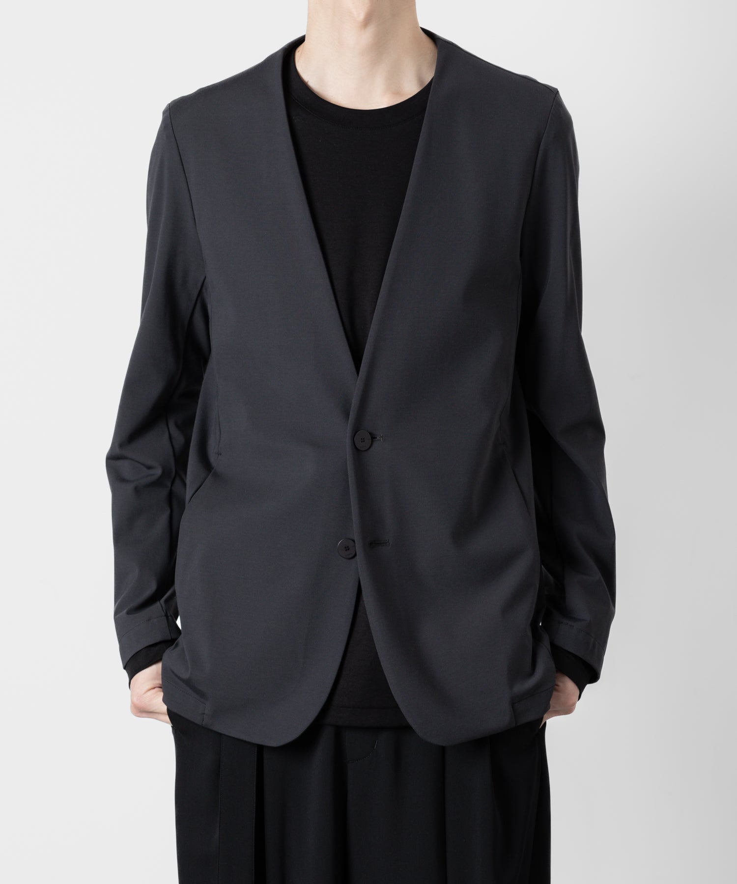 ATTACHMENT アタッチメントのNY/CO STRETCH JERSEY COLLARLESS JACKET - D.GRAY 公式通販サイトsession福岡セレクトショップ