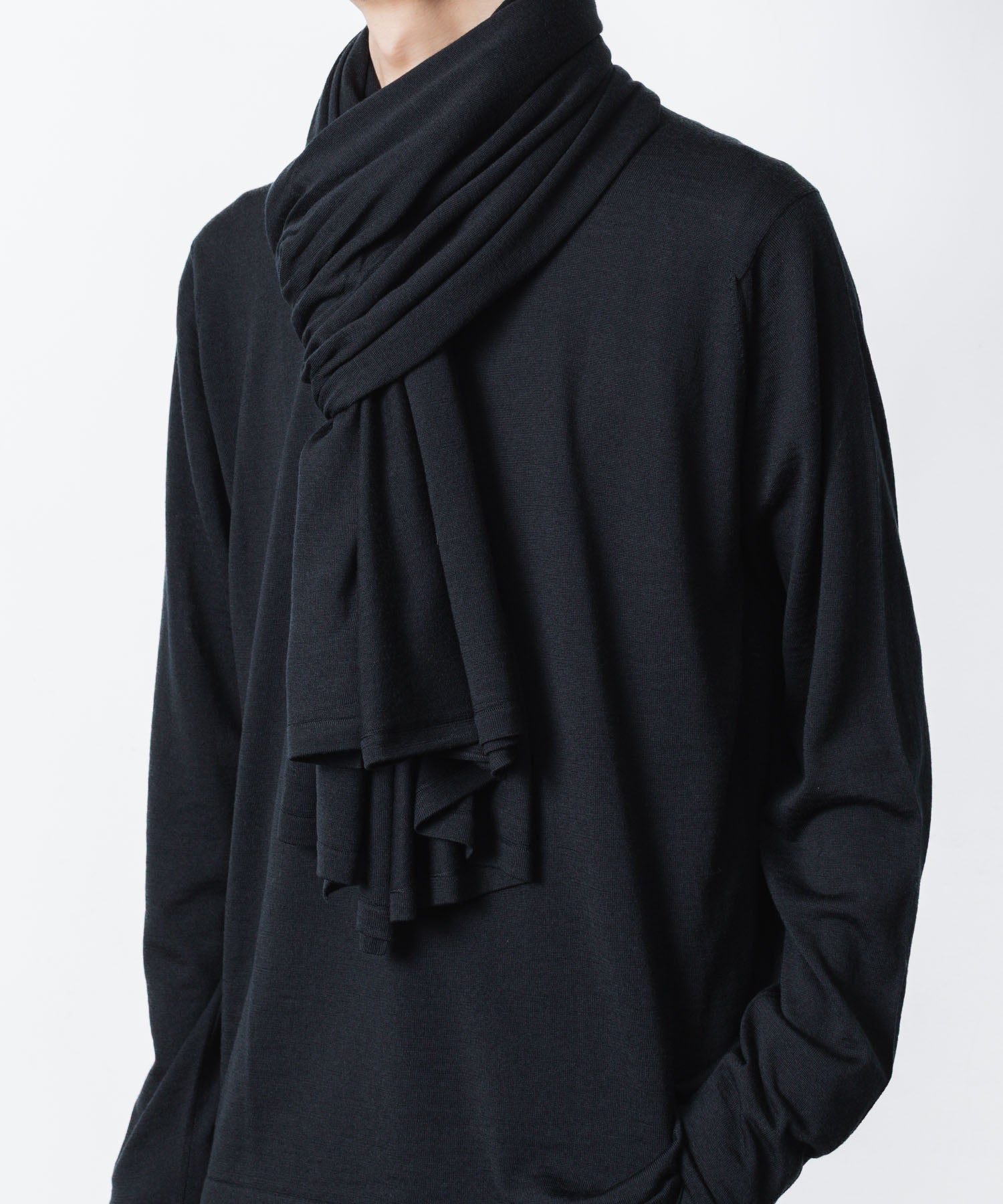 ATTACHMENT アタッチメント × JOHN SMEDLEYの× JOHN SMEDLEY MERINO EXTRAFINE WIDE STOLE - BLACKの公式通販サイトsession福岡セレクトショップ