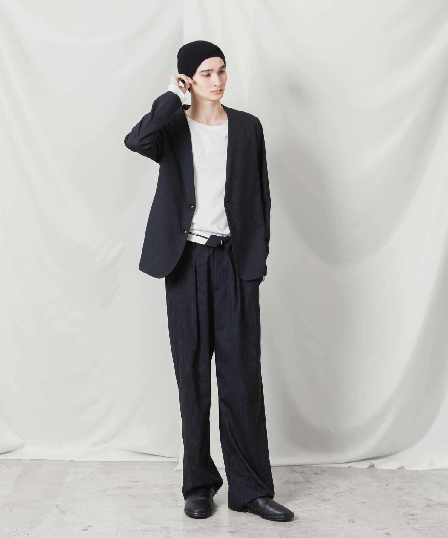 ATTACHMENT アタッチメントのT/W/SI STRETCH GABARDINE COLLARLESS JKT - S.BLACKの公式通販サイトsession福岡セレクトショップ