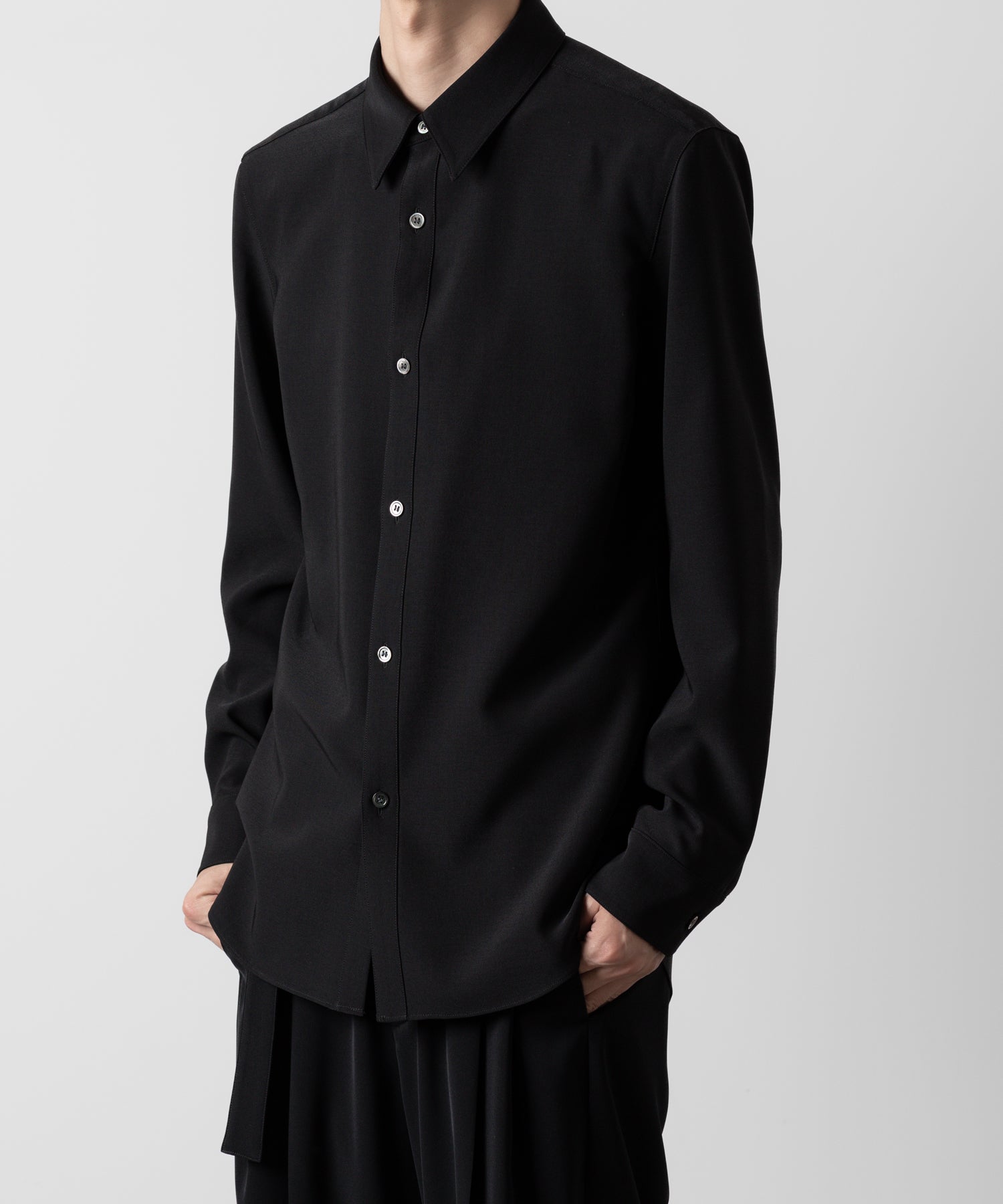 ATTACHMENT アタッチメントのPE STRETCH VIYELLA REGULAR COLLAR DRESS SHIRT - BLACK 公式通販サイトsession福岡セレクトショップ