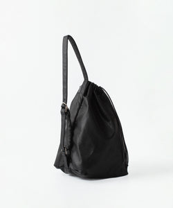 ATTACHMENT /アタッチメント】SYNTHETIC LEATHER BUCKET BAG - BLACK