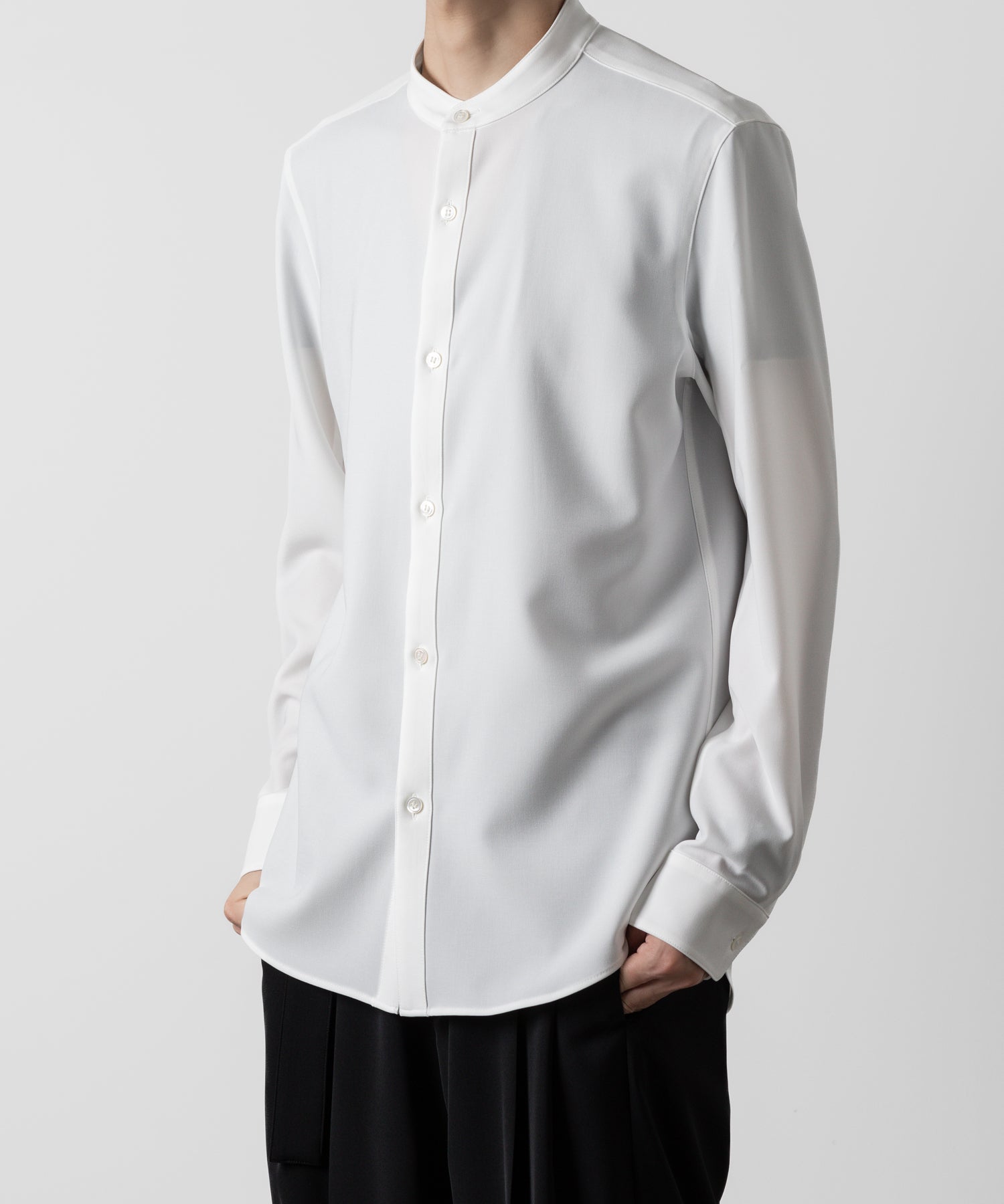 ATTACHMENT アタッチメントのPE STRETCH VIYELLA BAND COLLAR DRESS SHIRT - WHITE 公式通販サイトsession福岡セレクトショップ