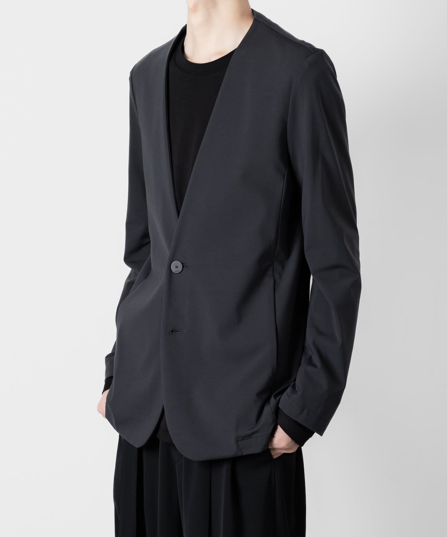 ATTACHMENT アタッチメントのNY/CO STRETCH JERSEY COLLARLESS JACKET - D.GRAY 公式通販サイトsession福岡セレクトショップ