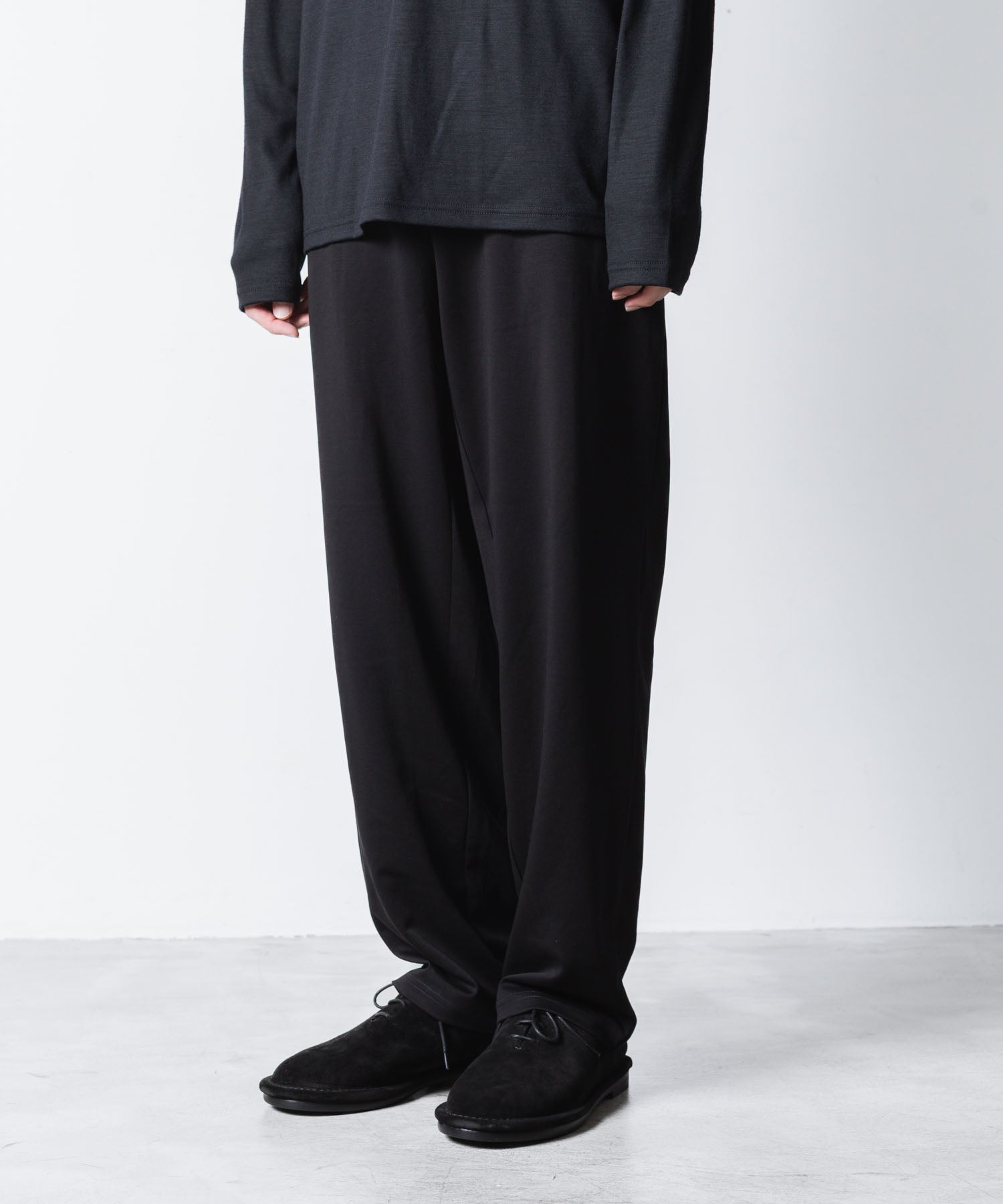 ATTACHMENT アタッチメントのCOTTON DOUBLE FACE LOUNGE TROUSERS - BLACKの公式通販サイトsession福岡セレクトショップ