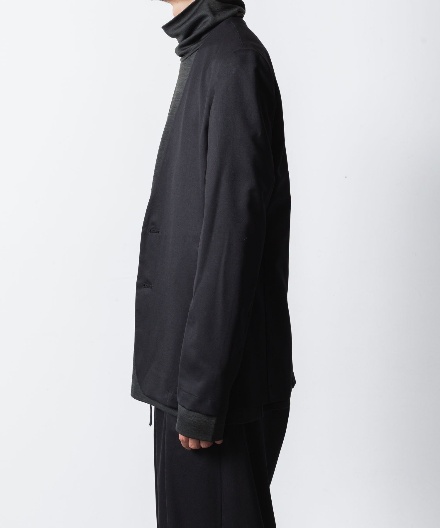 ATTACHMENT アタッチメントのT/W/SI STRETCH GABARDINE COLLARLESS JKT - BLACKの公式通販サイトsession福岡セレクトショップ