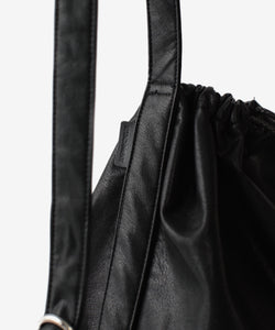 ATTACHMENT /アタッチメント】SYNTHETIC LEATHER BUCKET BAG - BLACK