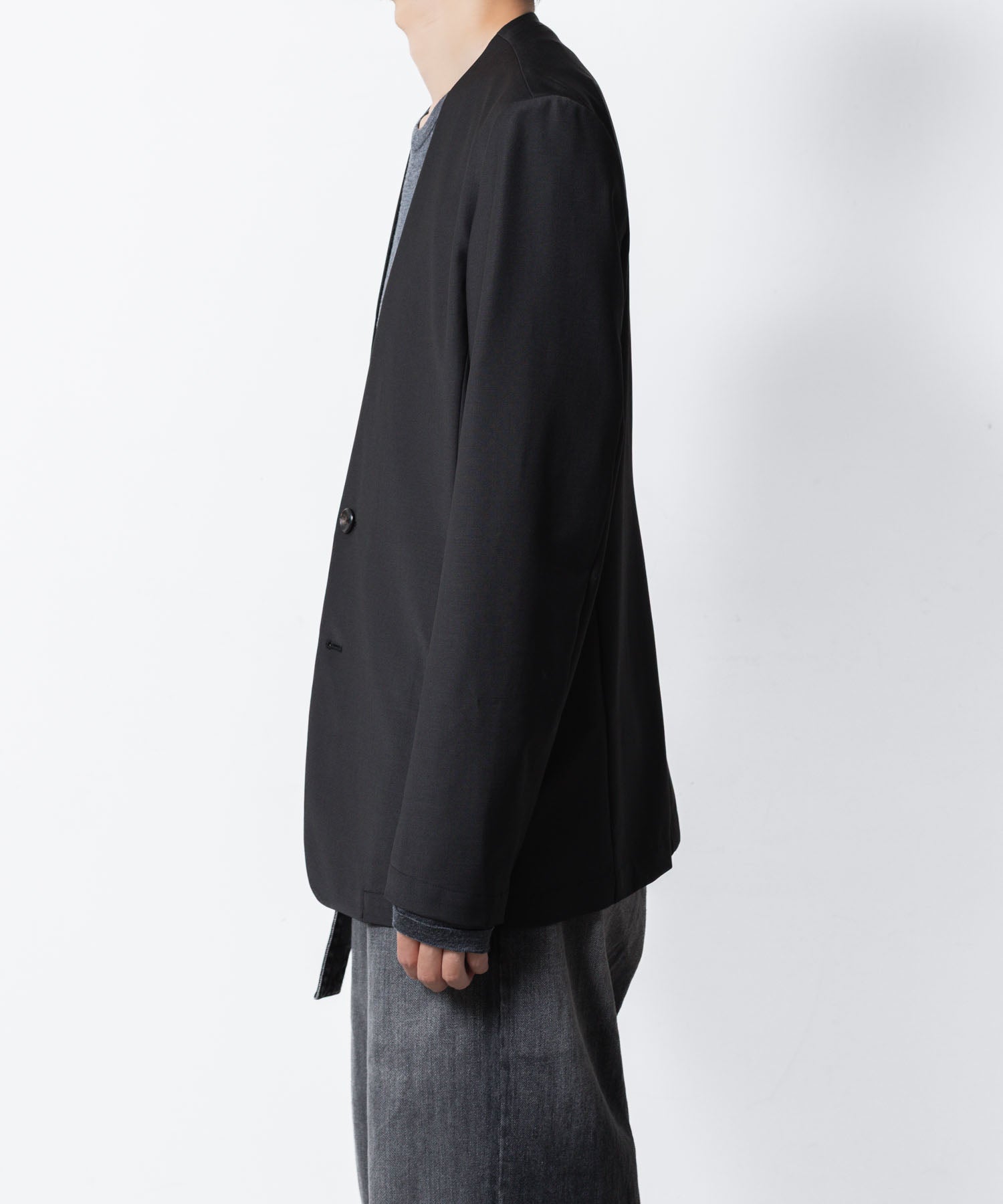 ATTACHMENT アタッチメントの2/80 PE/WO STRETCH TRO COLLARLESS JKT - BLACKの公式通販サイトsession福岡セレクトショップ