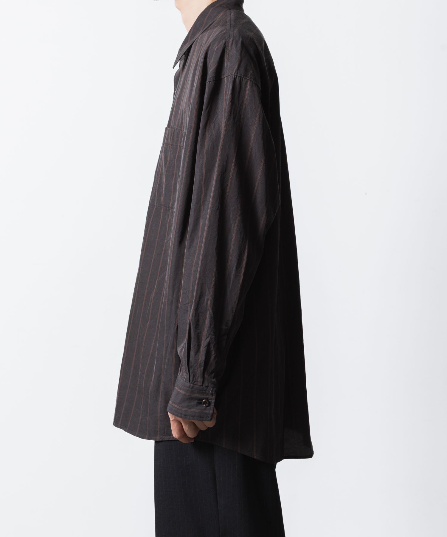 ATTACHMENT アタッチメントのCU/CO STRIPE TWILL L/S SHIRT - S.GRAYの公式通販サイトsession福岡セレクトショップ