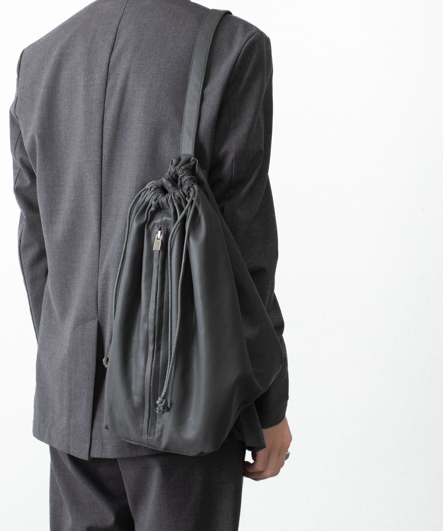 ATTACHMENT /アタッチメント】SYNTHETIC LEATHER BUCKET BAG - GRAY 