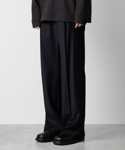 ATTACHMENT アタッチメントのWASHABLE WO/PE STRETCH SAXONY BELTED WIDE TROUSERS - NAVY 公式通販サイトsession福岡セレクトショップ