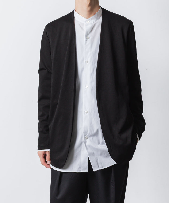 ATTACHMENT アタッチメントのCOTTON DOUBLE FACE COLLARLESS CARDIGAN - BLACKの公式通販サイトsession福岡セレクトショップ