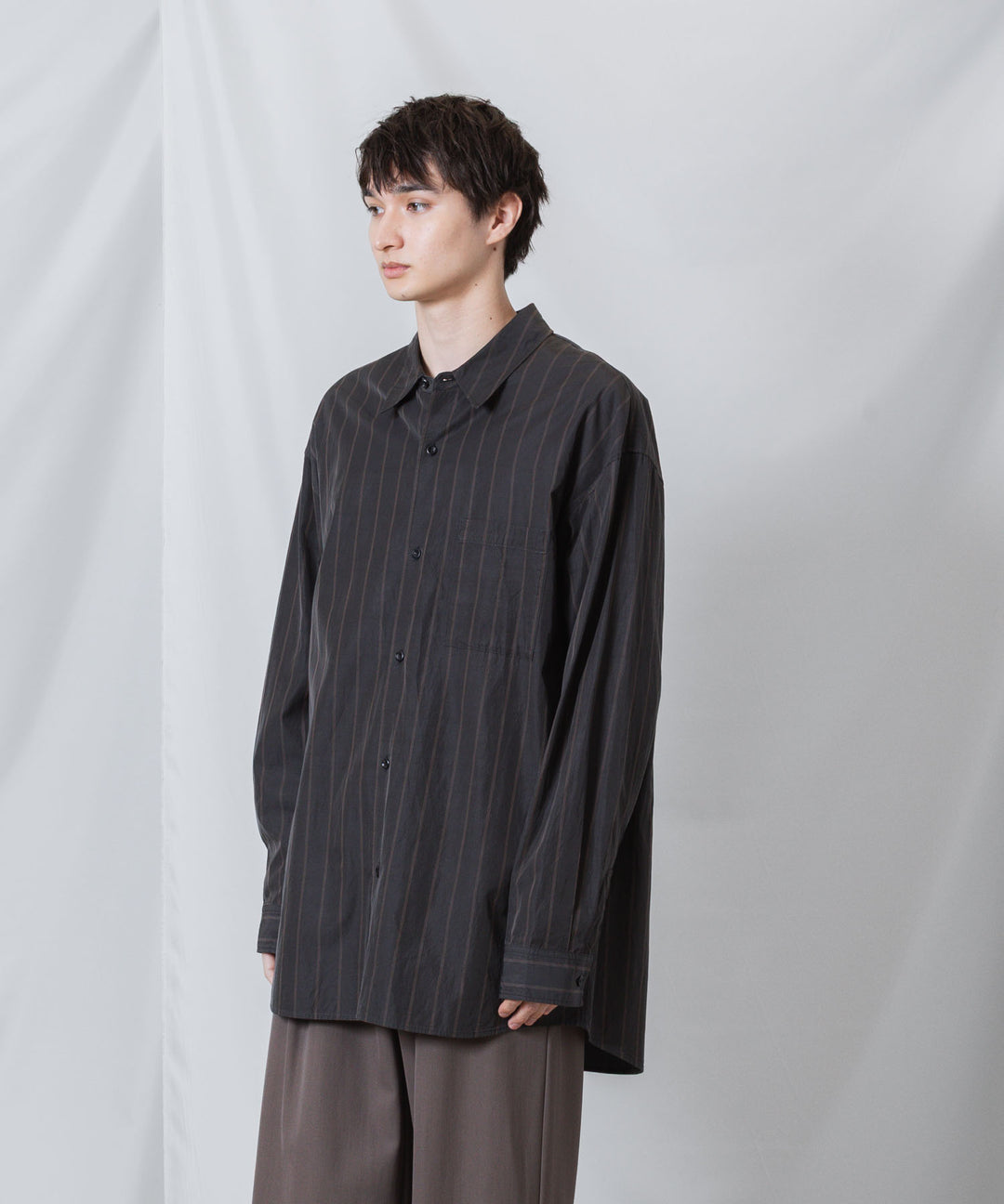 ATTACHMENT アタッチメントのCU/CO STRIPE TWILL L/S SHIRT - S.GRAYの公式通販サイトsession福岡セレクトショップ