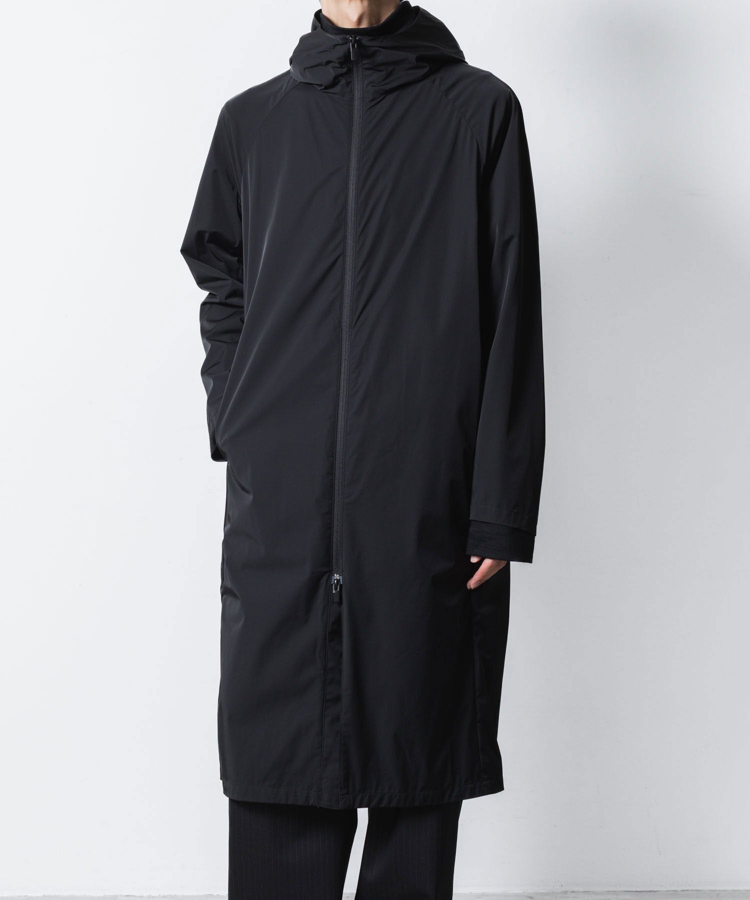 ATTACHMENT アタッチメントのNY 2LAYER STRETCH LIGHT HOODED COAT - BLACKの公式通販サイトsession福岡セレクトショップ
