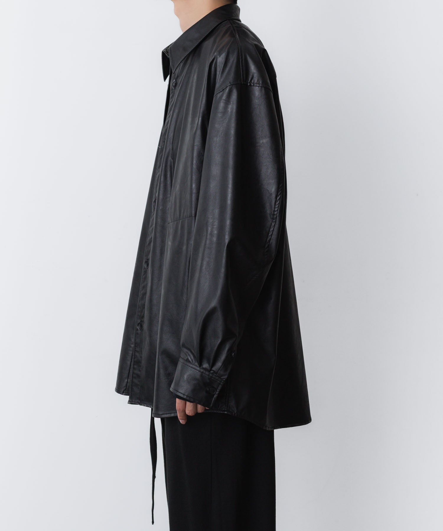 VEIN-ヴェイン SYNTHETIC LEATHER L/S SHIRTのBLACK 公式通販サイトsession福岡セレクトショップ