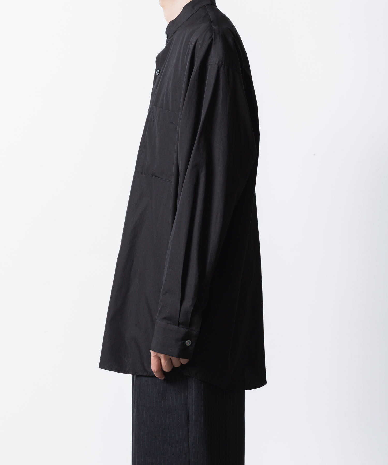 ATTACHMENT アタッチメントの140/2 GIZA BROAD BANDCOLLAR L/S SHIRT - BLACKの公式通販サイトsession福岡セレクトショップ