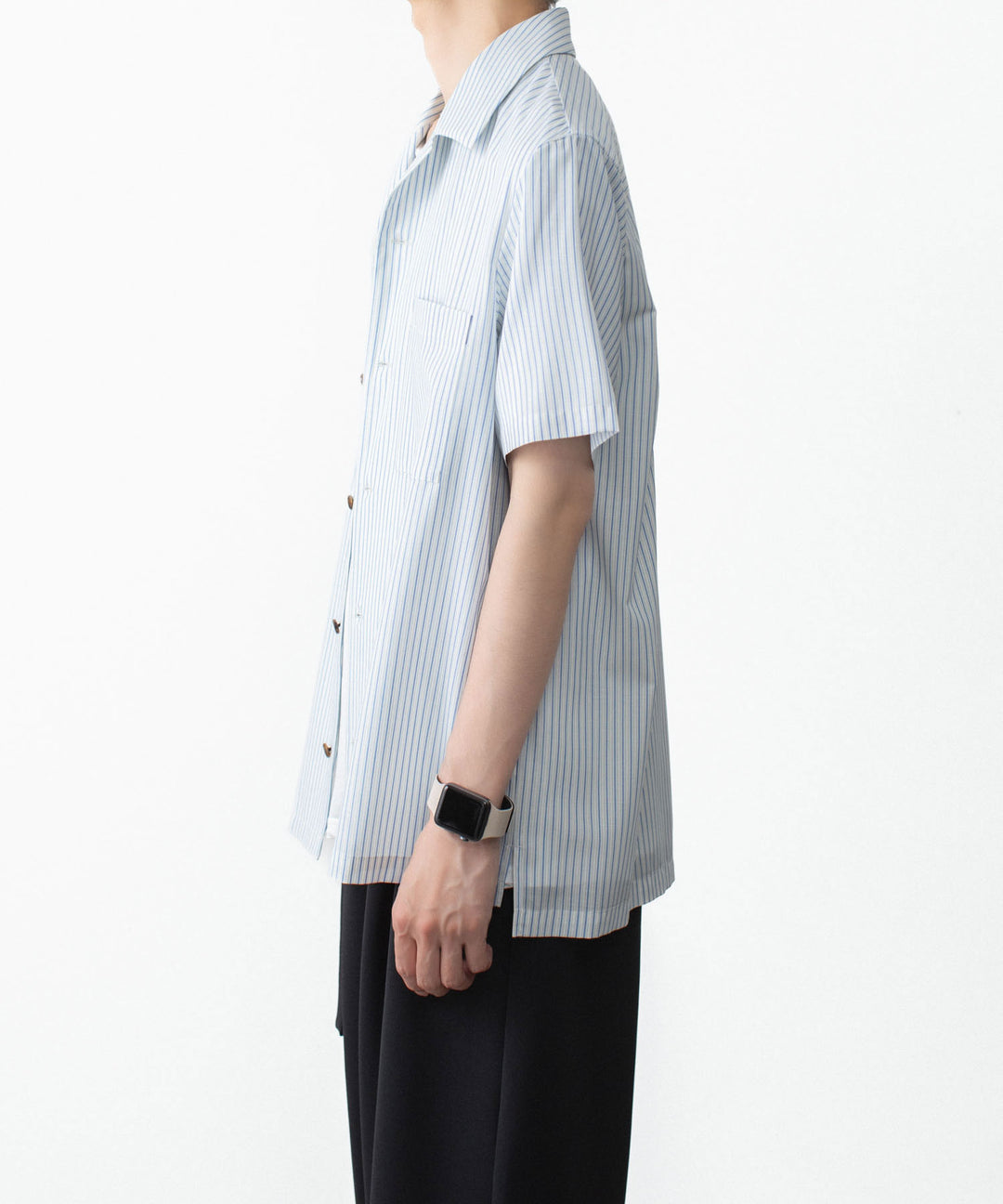 ATTACHMENT アタッチメントのWO/PE STRIPE OPEN COLLAR S/S SHIRT - S.BLUEの公式通販サイトsession福岡セレクトショップ