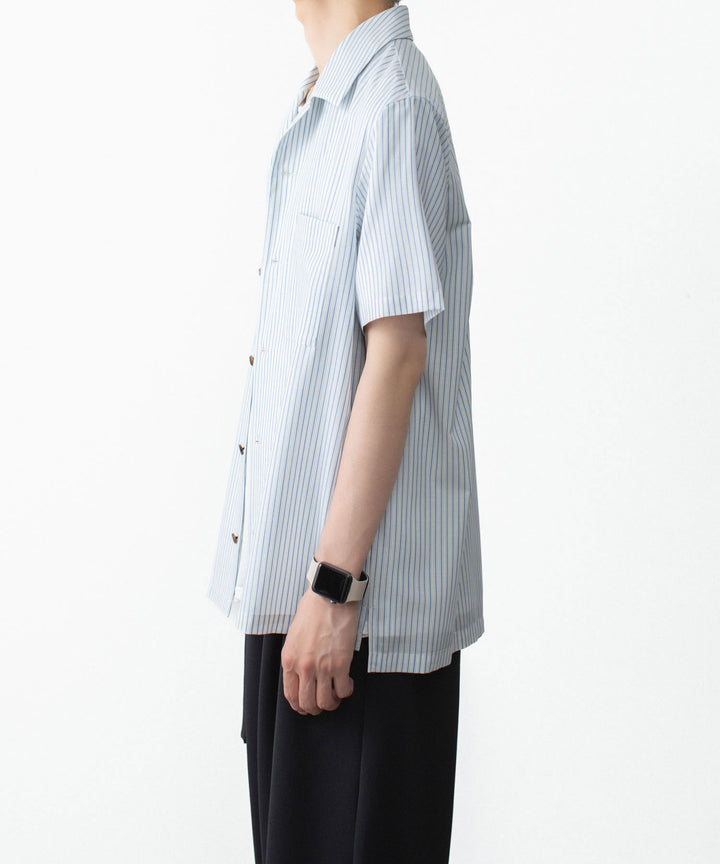 ATTACHMENT アタッチメントのWO/PE STRIPE OPEN COLLAR S/S SHIRT - S.BLUEの公式通販サイトsession福岡セレクトショップ
