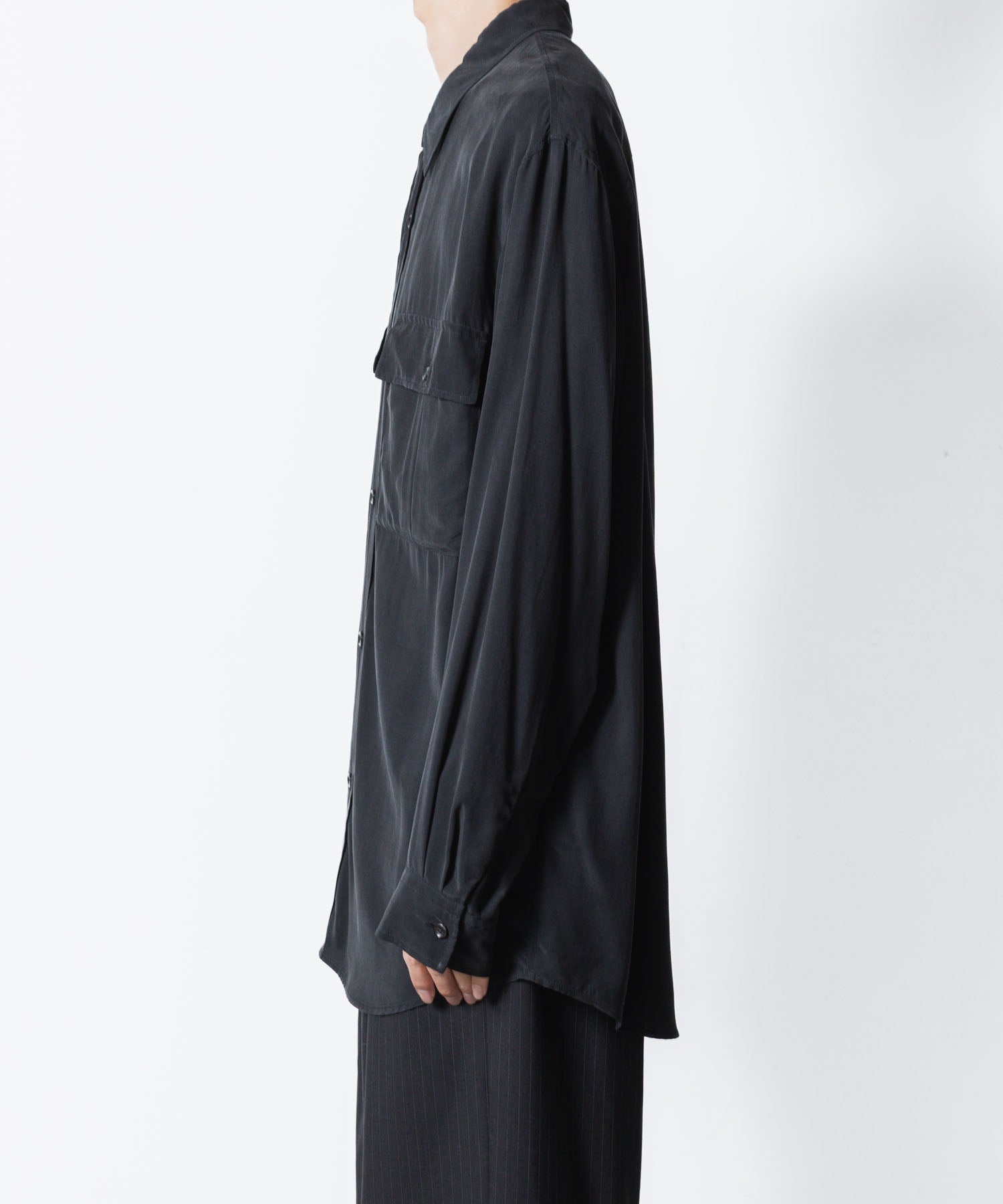 ATTACHMENT アタッチメントのCU/RY FIBRIL TAFFETA PATCH POCKET L/S SHIRT - BLACKの公式通販サイトsession福岡セレクトショップ