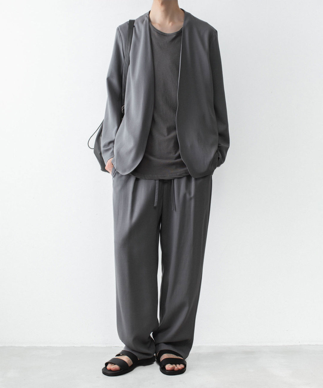 ATTACHMENT アタッチメントの2/90 WO TWIST TWILL COLLARLESS JKT - GRAYの公式通販サイトsession福岡セレクトショップ