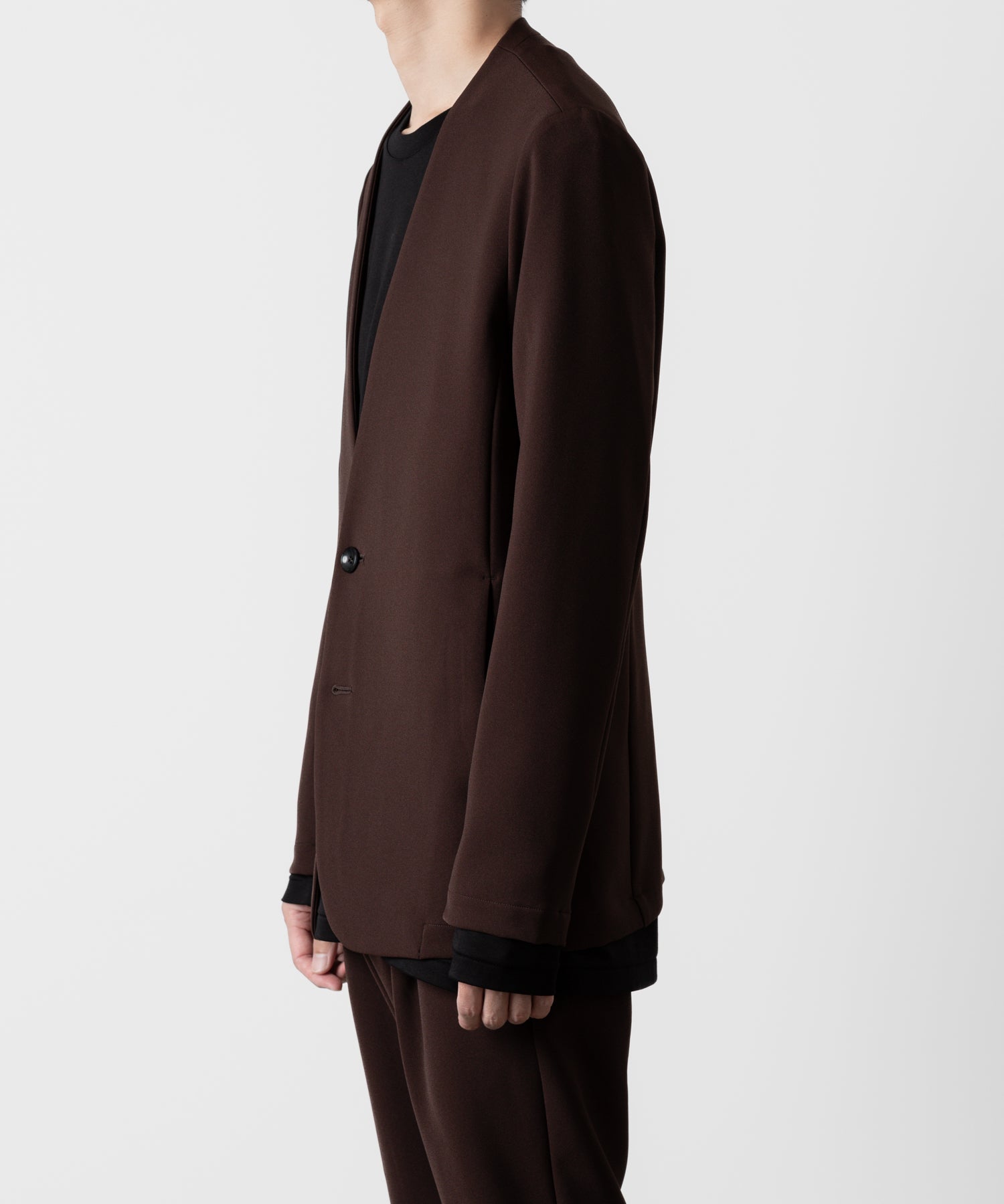 ATTACHMENT アタッチメントのPE STRETCH DOUBLE CLOTH COLLARLESS JACKET - BROWN 公式通販サイトsession福岡セレクトショップ