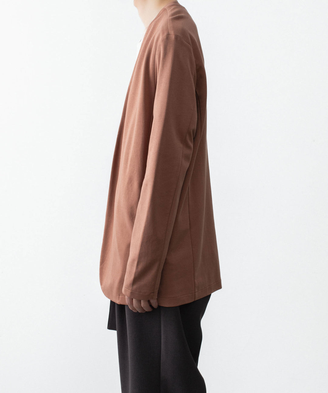 ATTACHMENT アタッチメントのCOTTON DOUBLE FACE COLLARLESS CARDIGAN - BROWNの公式通販サイトsession福岡セレクトショップ