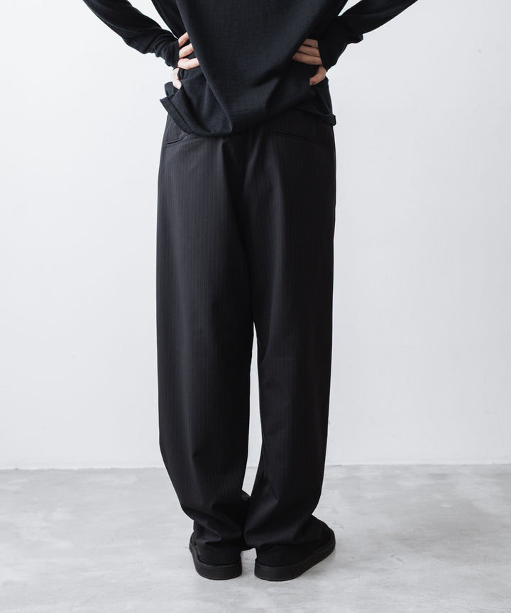 ATTACHMENT アタッチメントのT/W/SI STRETCH GABARDINE 1TUCK EASY TROUSERS - S.BLACKの公式通販サイトsession福岡セレクトショップ
