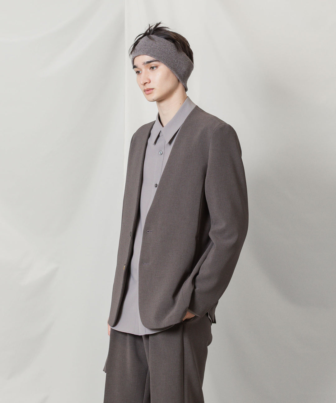 ATTACHMENT アタッチメントのPE STRETCH DOUBLE CLOTH COLLARLESS JKT - D.KH GRAYの公式通販サイトsession福岡セレクトショップ