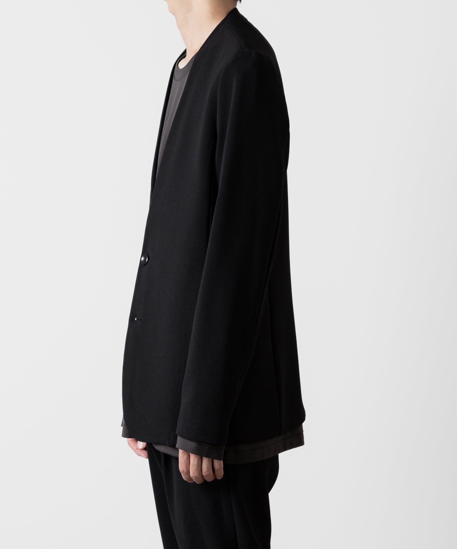 ATTACHMENT アタッチメントのPE STRETCH DOUBLE CLOTH COLLARLESS JACKET - BLACK 公式通販サイトsession福岡セレクトショップ