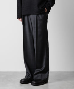 ATTACHMENT アタッチメントのWASHABLE WO/PE STRETCH SAXONY BELTED WIDE TROUSERS - D.GRAY 公式通販サイトsession福岡セレクトショップ