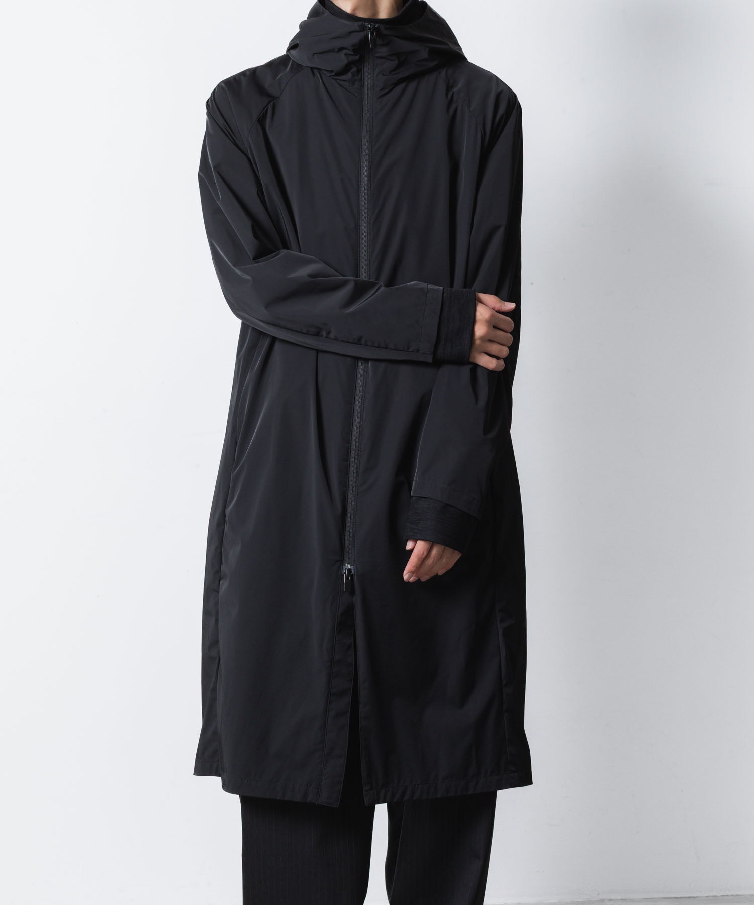 ATTACHMENT アタッチメントのNY 2LAYER STRETCH LIGHT HOODED COAT - BLACKの公式通販サイトsession福岡セレクトショップ