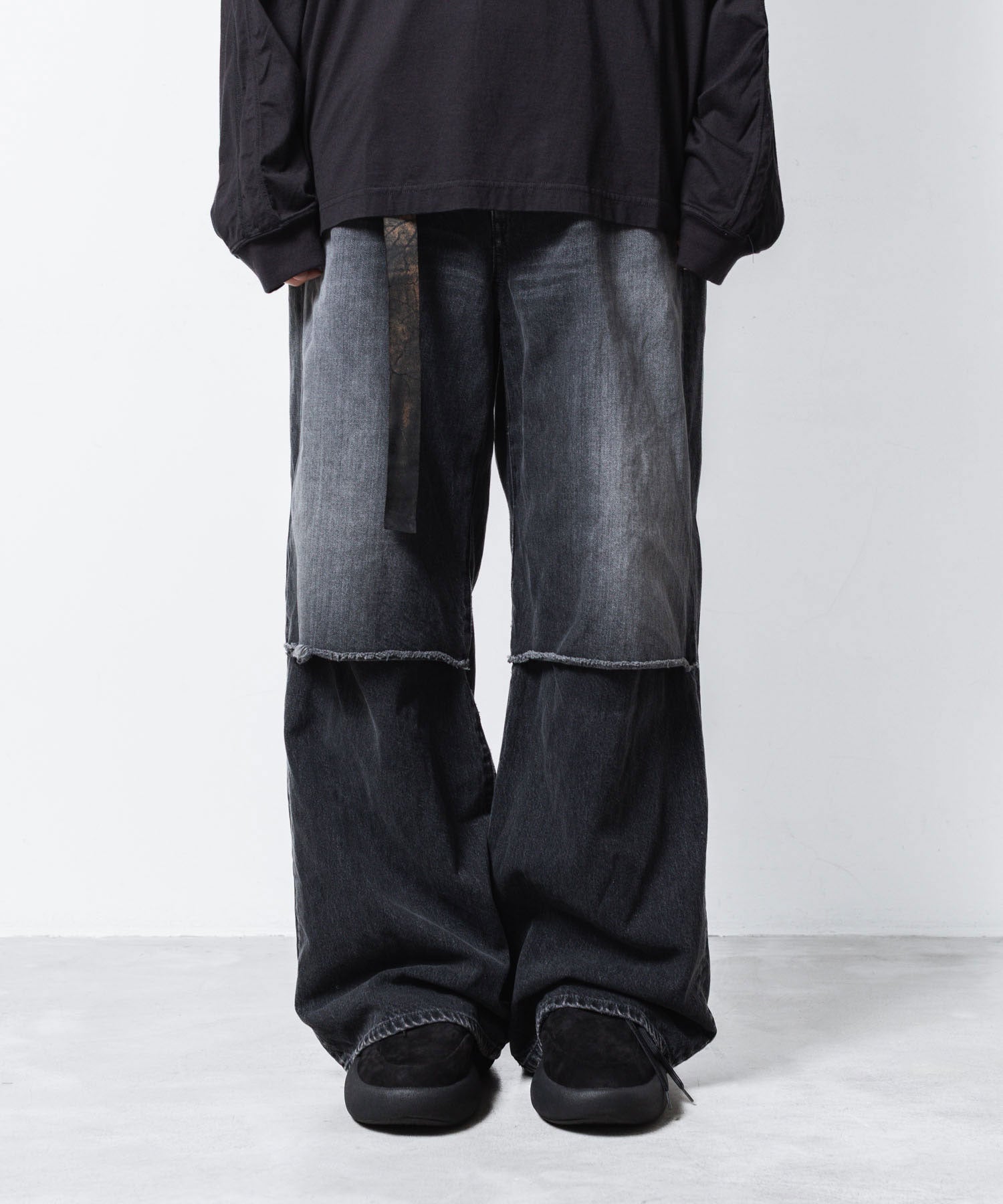 VEIN ヴェインの11OZ DENIM CUT OFF BAGGY TROUSERS - BLACKの公式通販サイトsession福岡セレクトショップ