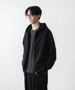 ATTACHMENT /アタッチメント】CO STRETCH TERRY ZIP UP HOODIE - BLACK 