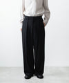【 ATTACHMENT 】WO/TA STRETCH TRO 1TUCK WIDE TROUSERS - BLACK