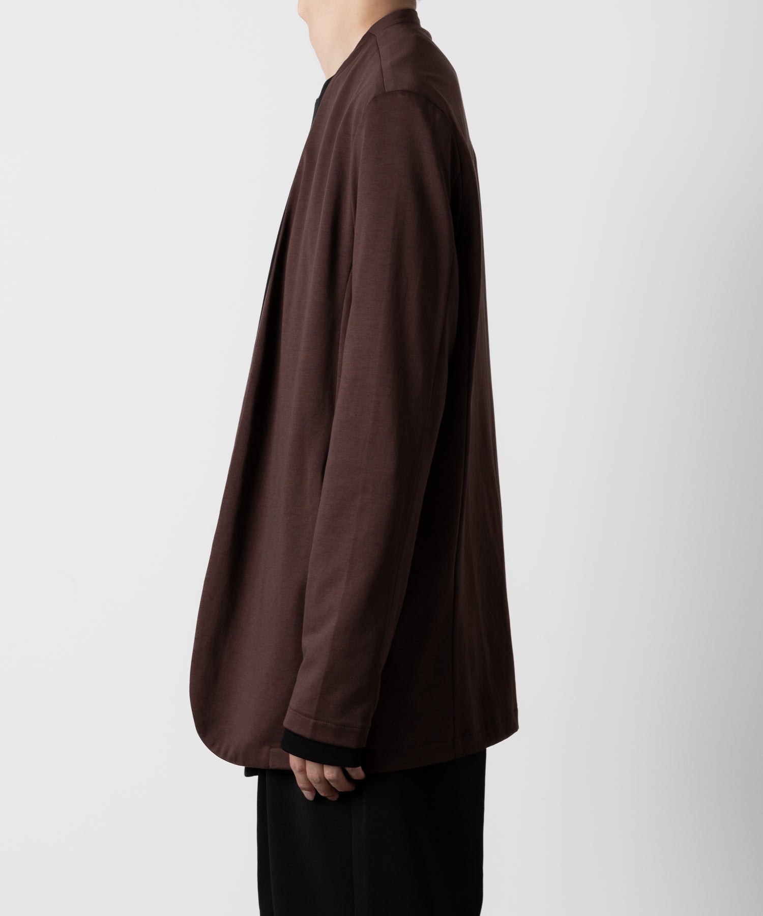 ATTACHMENT アタッチメントのCOTTON DOUBLE FACE COLLARLESS CARDIGAN - BORDEAUX 公式通販サイトsession福岡セレクトショップ