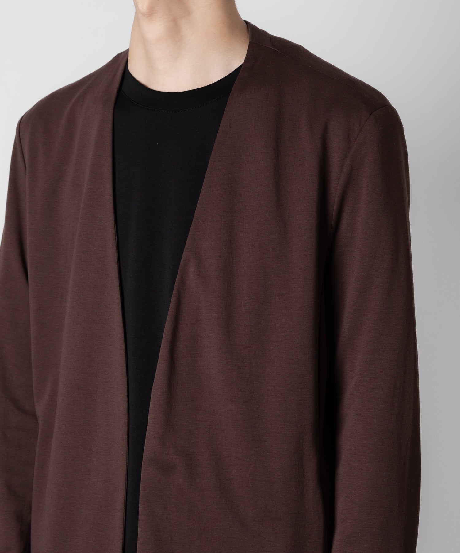 ATTACHMENT アタッチメントのCOTTON DOUBLE FACE COLLARLESS CARDIGAN - BORDEAUX 公式通販サイトsession福岡セレクトショップ