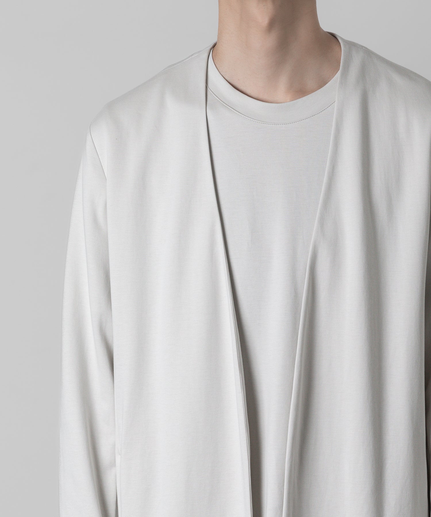 【ATTACHMENT】ATTACHMENT アタッチメントのCOTTON DOUBLE FACE COLLARLESS CARDIGAN - L.GRAY 公式通販サイトsession福岡セレクトショップ