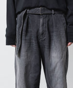 画像をギャラリービューアに読み込む, ATTACHMENT / EXCLUSIVE ITEMアタッチメントの11oz DENIM 1TUCK BELTED PANTS  - BLACKの公式通販サイトsession福岡セレクトショップ
