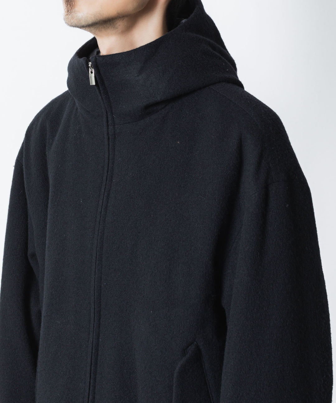 ATTACHMENT アタッチメントのWOOL SHAGGY PADDING HOODED JACKET - BLACKの公式通販サイトsession福岡セレクトショップ
