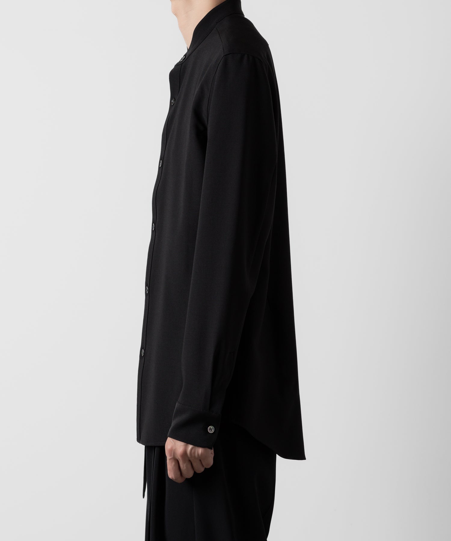 ATTACHMENT アタッチメントのPE STRETCH VIYELLA BAND COLLAR DRESS SHIRT - BLACK 公式通販サイトsession福岡セレクトショップ