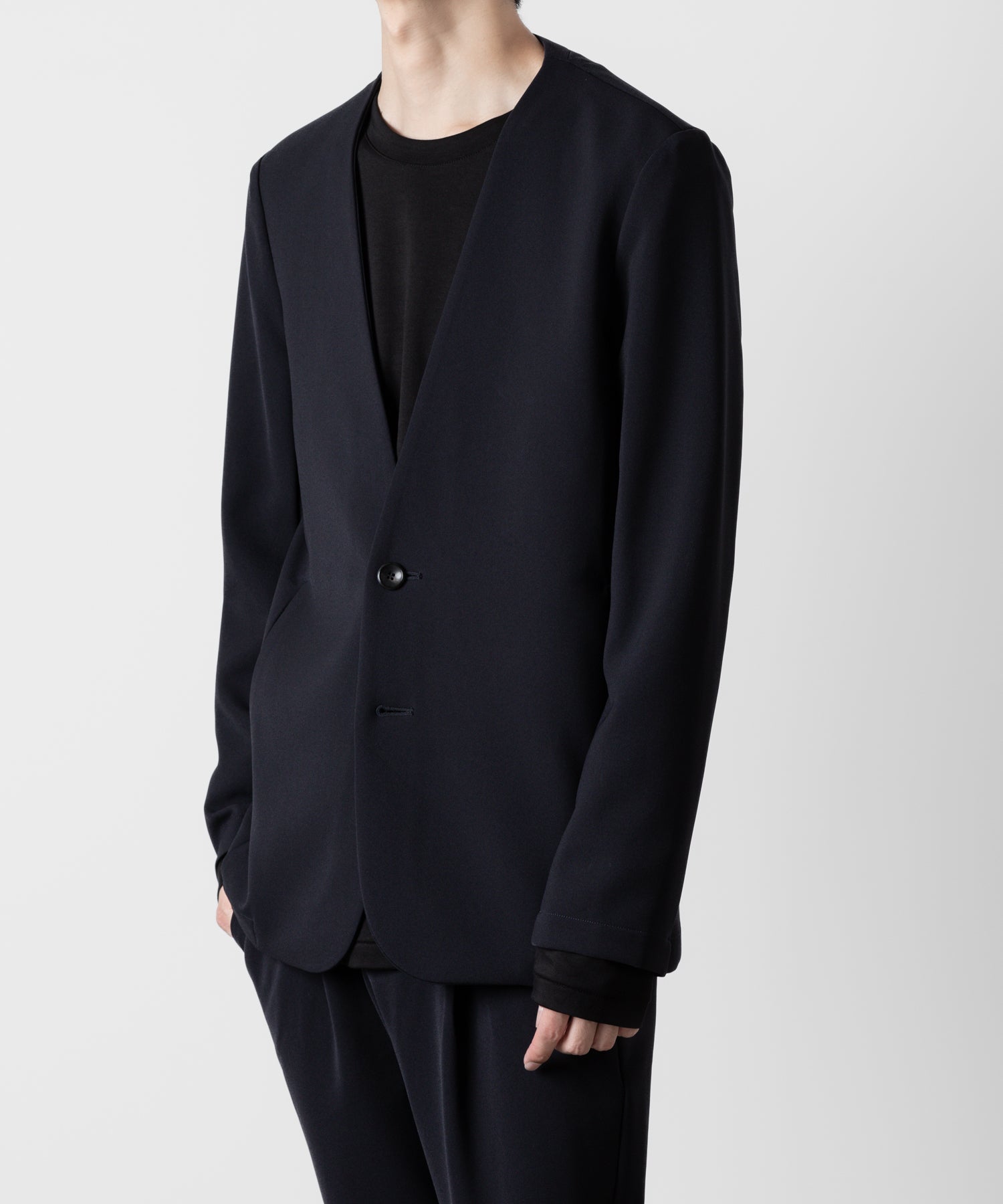 ATTACHMENT アタッチメントのPE STRETCH DOUBLE CLOTH COLLARLESS JACKET - NAVY 公式通販サイトsession福岡セレクトショップ