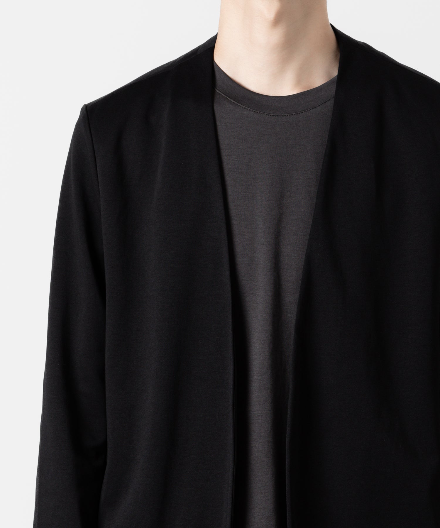 ATTACHMENT アタッチメントのCOTTON DOUBLE FACE COLLARLESS CARDIGAN - BLACK 公式通販サイトsession福岡セレクトショップ