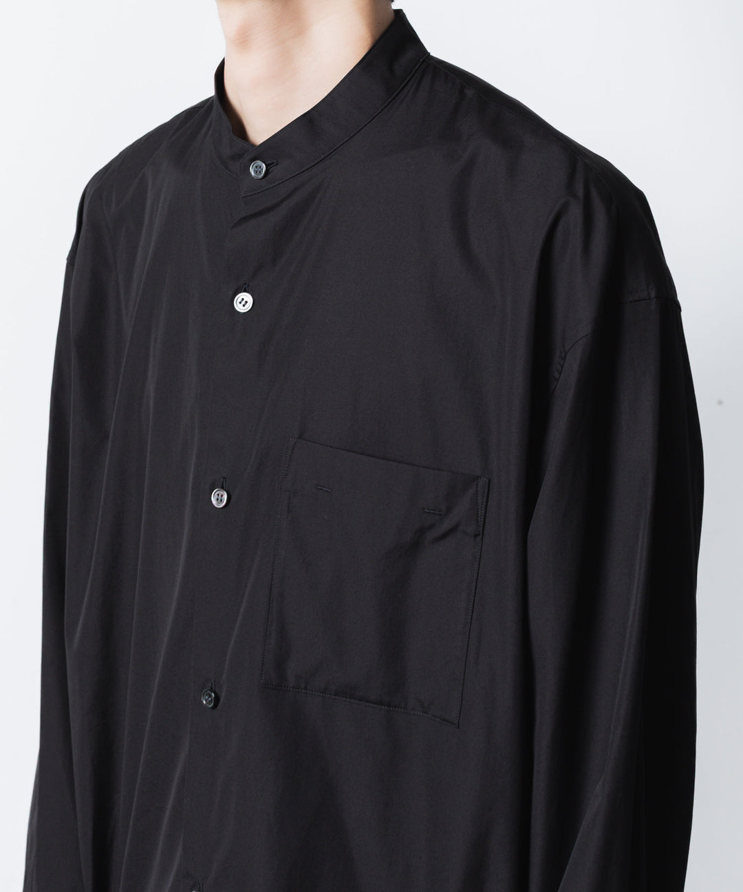 ATTACHMENT アタッチメントの140/2 GIZA BROAD BANDCOLLAR L/S SHIRT - BLACKの公式通販サイトsession福岡セレクトショップ