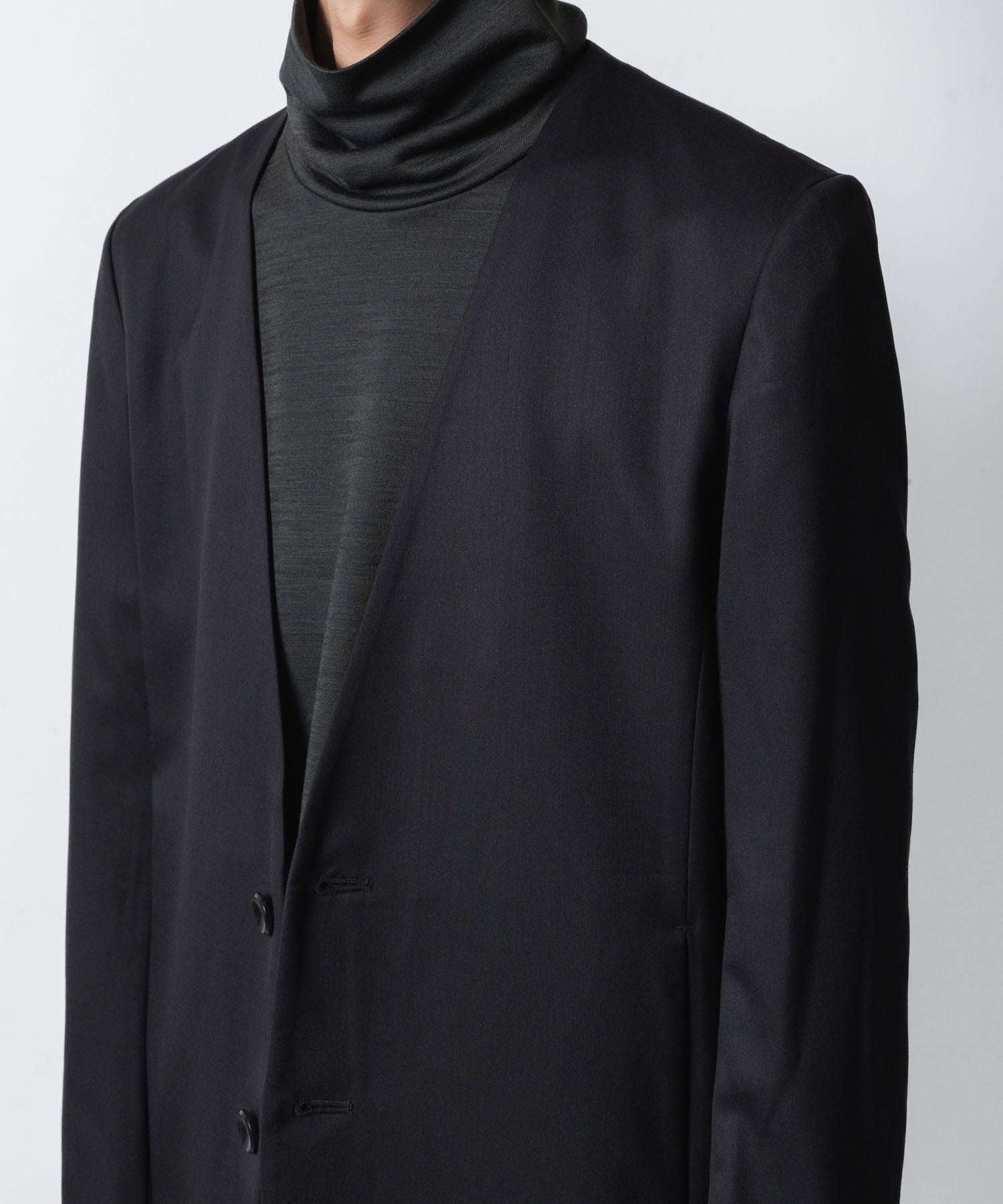 ATTACHMENT アタッチメントのT/W/SI STRETCH GABARDINE COLLARLESS JKT - BLACKの公式通販サイトsession福岡セレクトショップ