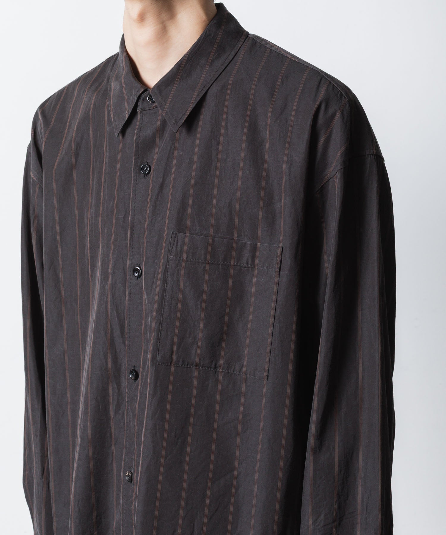 ATTACHMENT アタッチメントのCU/CO STRIPE TWILL L/S SHIRT - S.GRAYの公式通販サイトsession福岡セレクトショップ