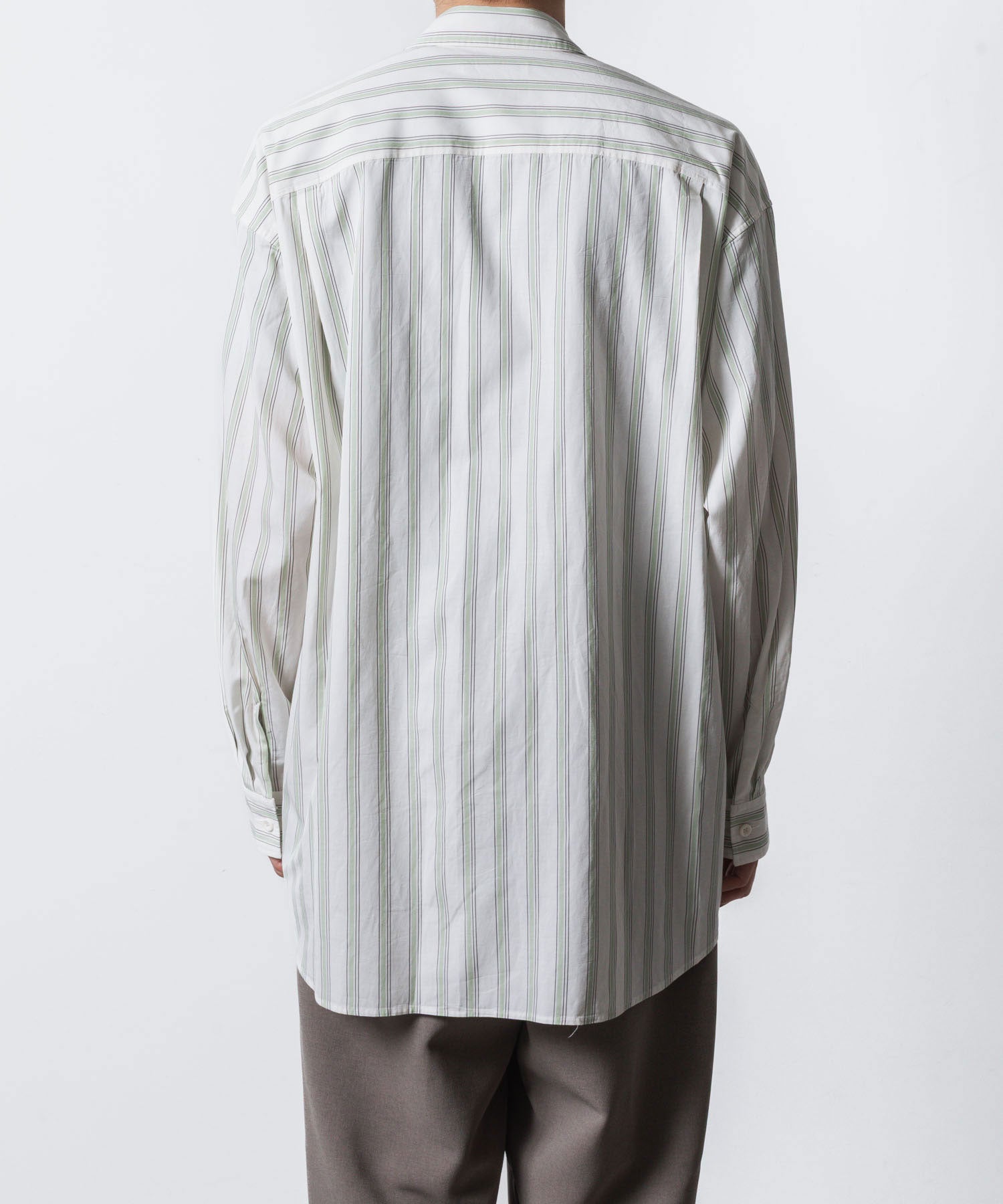 ATTACHMENT アタッチメントのCU/CO STRIPE TWILL L/S SHIRT - S.GREENの公式通販サイトsession福岡セレクトショップ