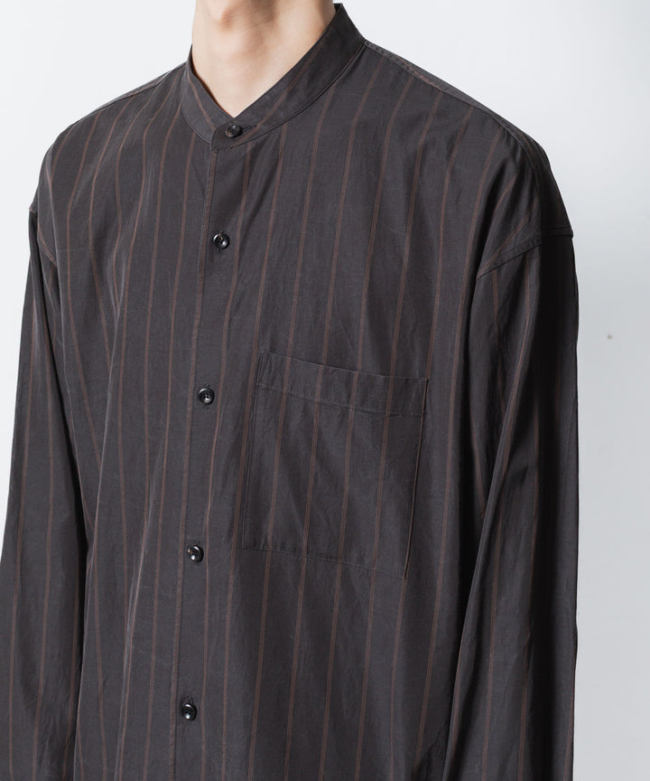 ATTACHMENT アタッチメントのCU/CO STRIPE TWILL BANDCOLLAR L/S SHIRT - S.GRAYの公式通販サイトsession福岡セレクトショップ