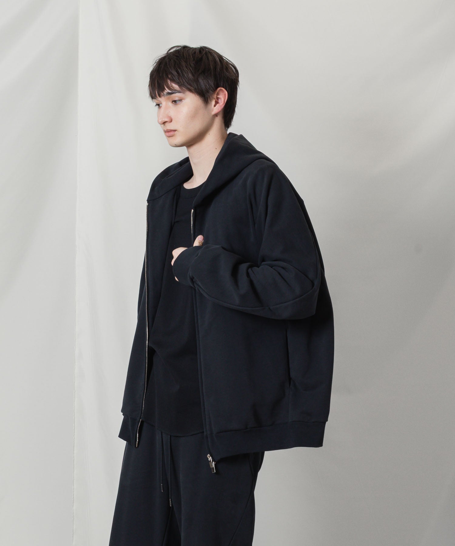 ATTACHMENT アタッチメントのCO STRECH TERRY ZIP UP HOODIE - BLACKの公式通販サイトsession福岡セレクトショップ