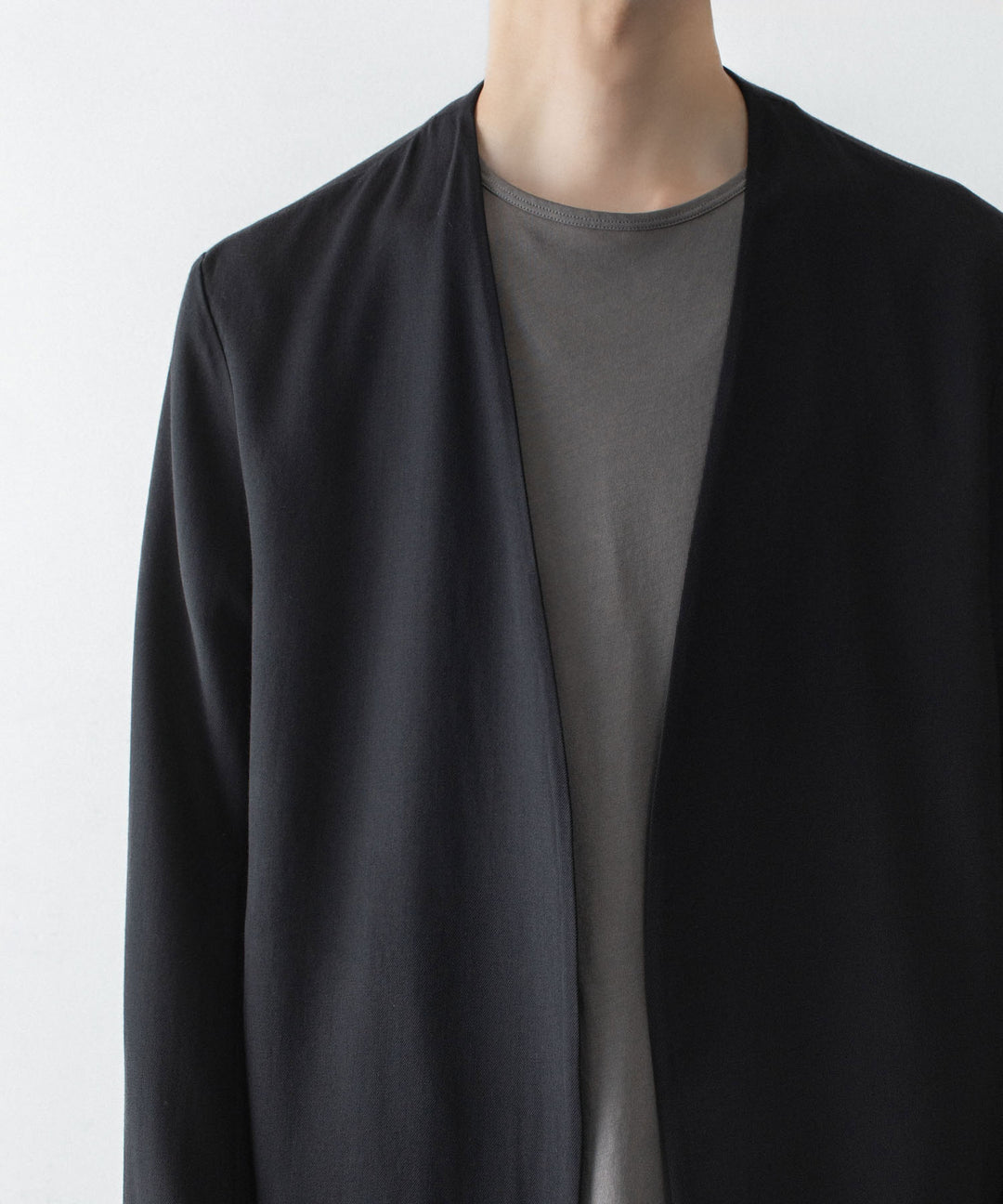 ATTACHMENT アタッチメントの2/90 WO TWIST TWILL COLLARLESS JKT - BLACKの公式通販サイトsession福岡セレクトショップ