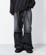 画像をギャラリービューアに読み込む, VEIN ヴェインの11OZ DENIM CUT OFF BAGGY TROUSERS - BLACKの公式通販サイトsession福岡セレクトショップ
