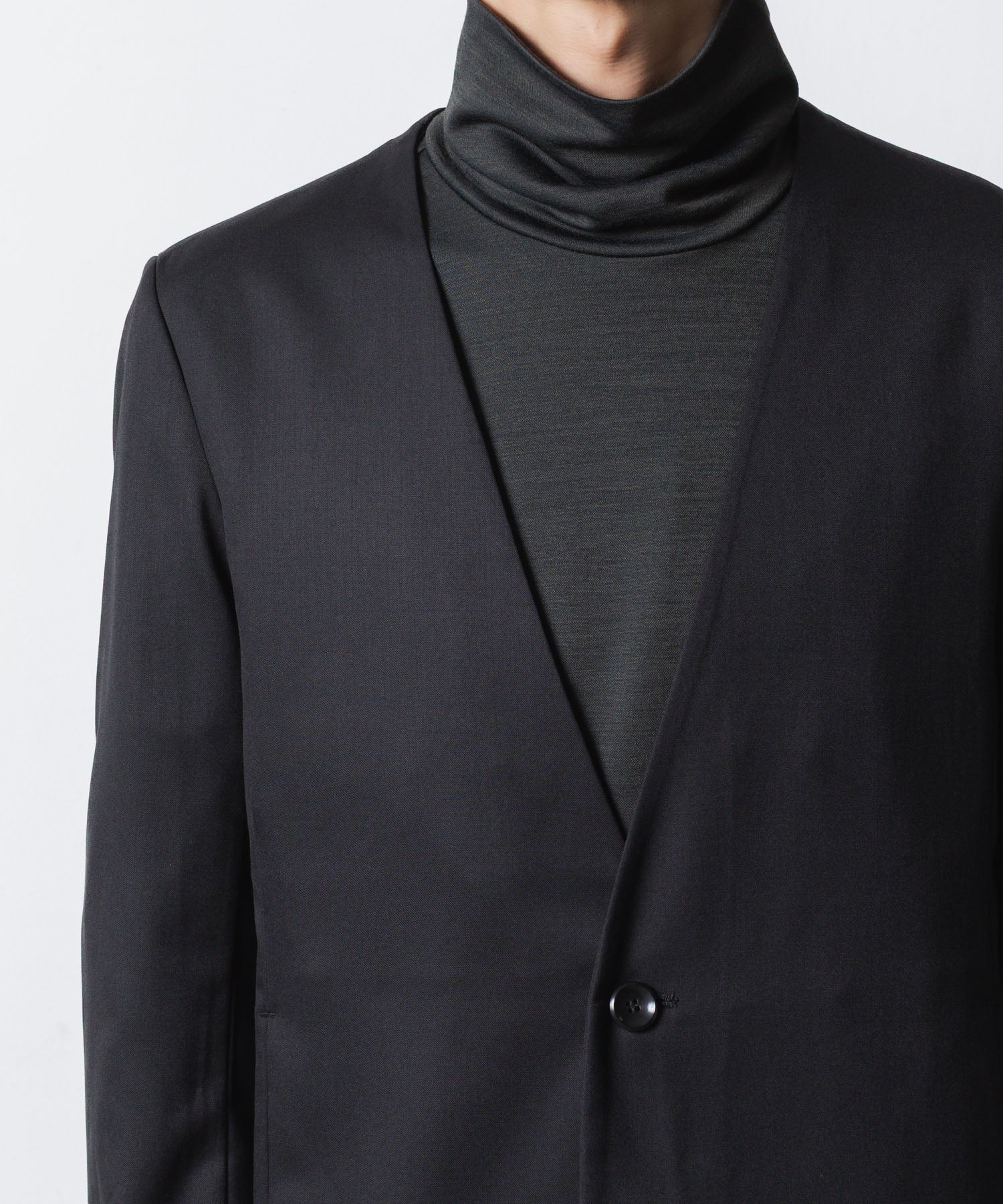 ATTACHMENT アタッチメントのT/W/SI STRETCH GABARDINE COLLARLESS JKT - BLACKの公式通販サイトsession福岡セレクトショップ